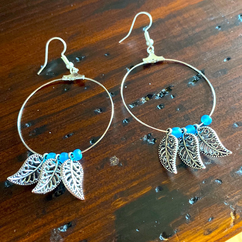 Silver Leaf Hoops